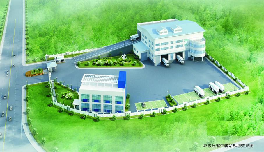 Horizontal-type waste compression transfer station