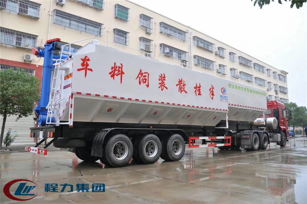 Half-trailer [60-66 cubic] bulk feed transportation vehicle
