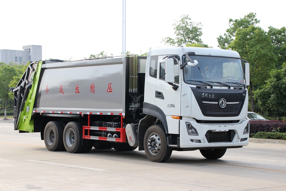 【18 cubic】 Dongfeng Tianlong rear double-axle compression garbage truck