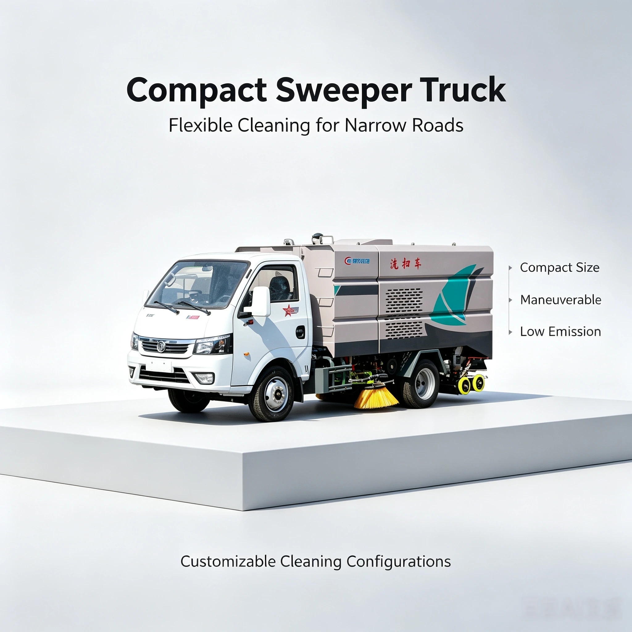 CLW5040TXSBSL Dongfeng Tuyi Series Vehicle Washing and Sweeping Machine with Blue License Plate Engine-Powered Pump Gear System